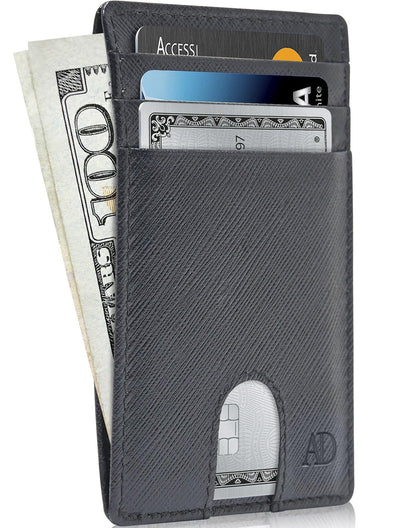 Genuine Leather Slim Card Holder – RFID Blocking, Thumb-Hole Access