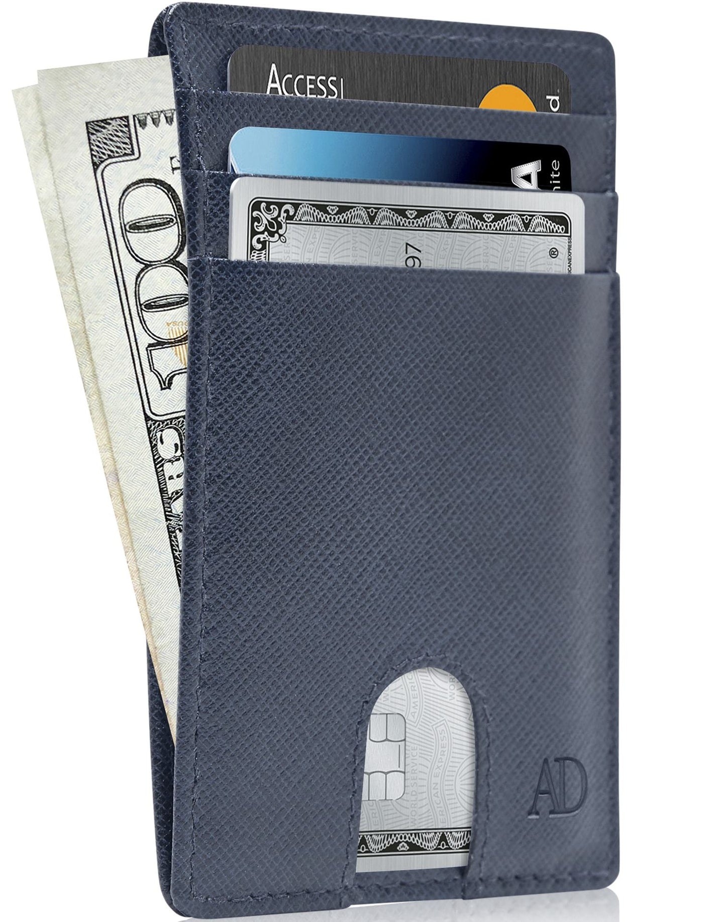 Genuine Leather Slim Card Holder – RFID Blocking, Thumb-Hole Access
