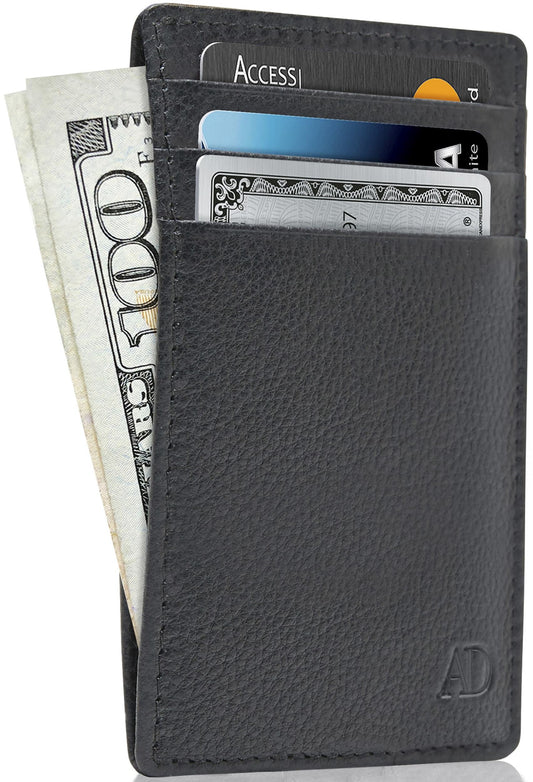 Genuine Leather Slim Card Holder – RFID Blocking, Minimalist