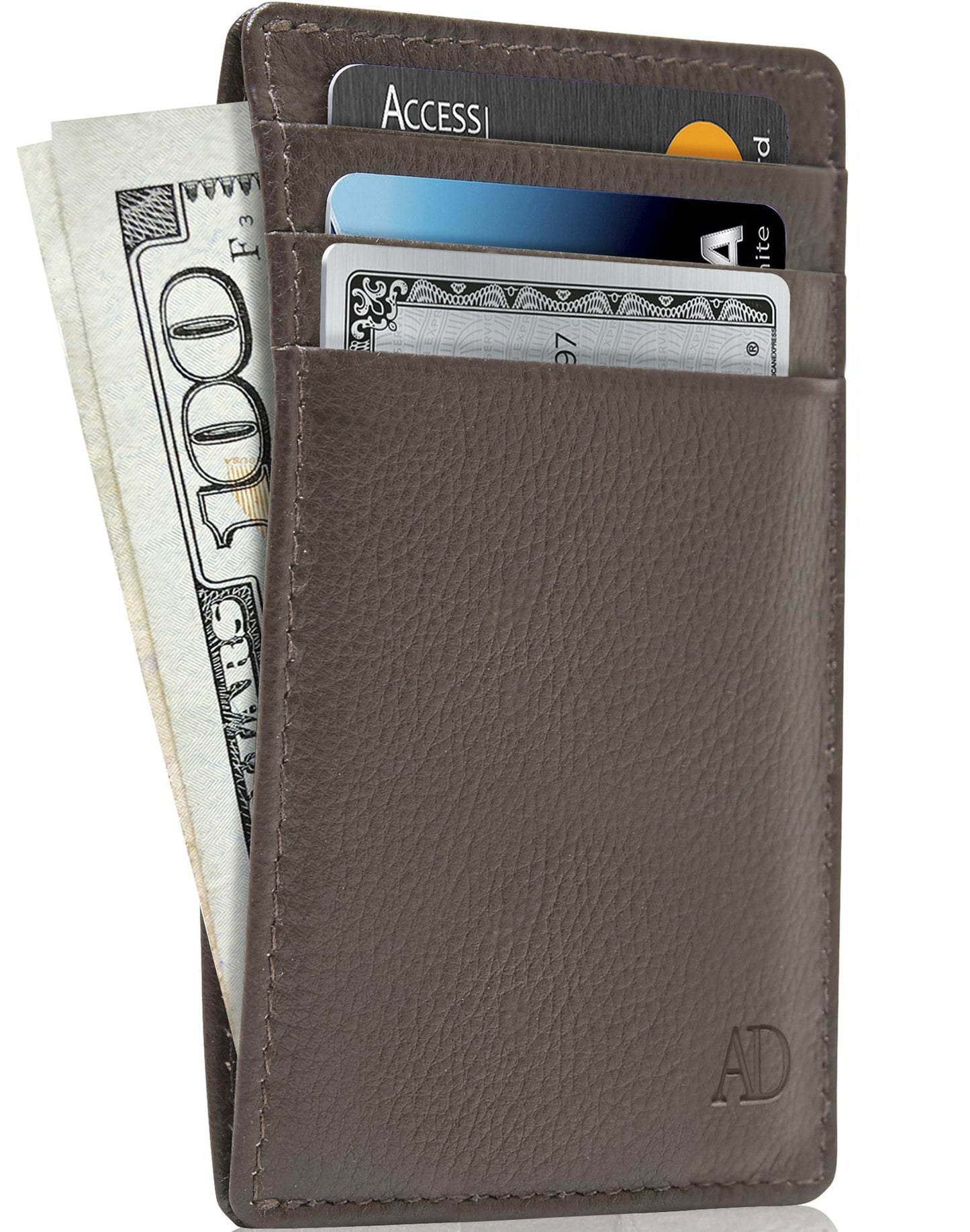 Genuine Leather Slim Card Holder – RFID Blocking, Minimalist