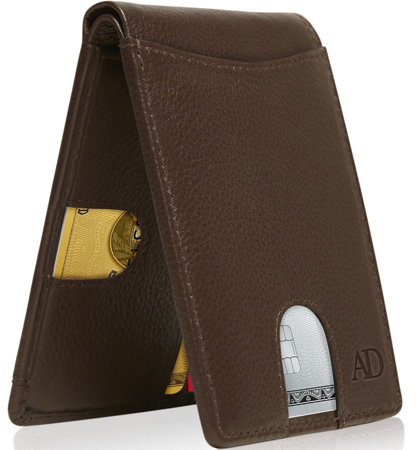 Genuine Leather Pull-Strap Bifold Wallet – Holds 7 Cards, RFID Blocking