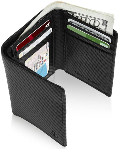 Genuine Leather Trifold Wallet – ID Window, 7 Card Slots, RFID Blocking