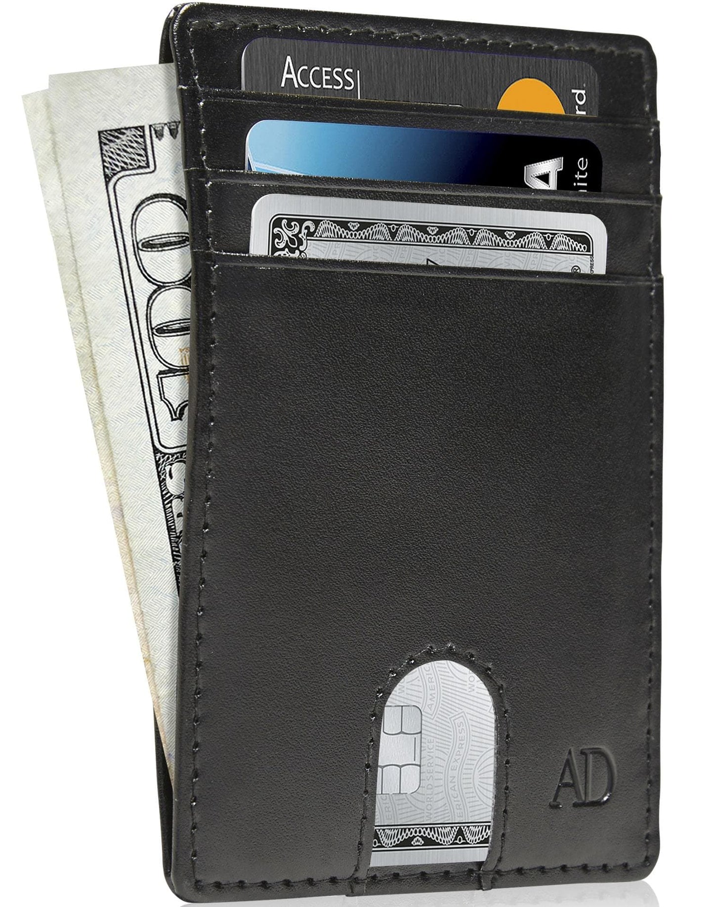 Vegan Leather Slim Card Holder – RFID Blocking, Thumb-Hole Access