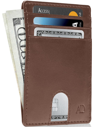 Vegan Leather Slim Card Holder – RFID Blocking, Thumb-Hole Access